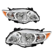 For 2009-2010 Toyota Corolla 4Dr Chrome Headlights Amber Corner Lamps Left+Right