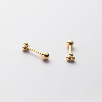 925 Sterling Silver Triple Beads Piercing Stud Earrings A4129 | eBay