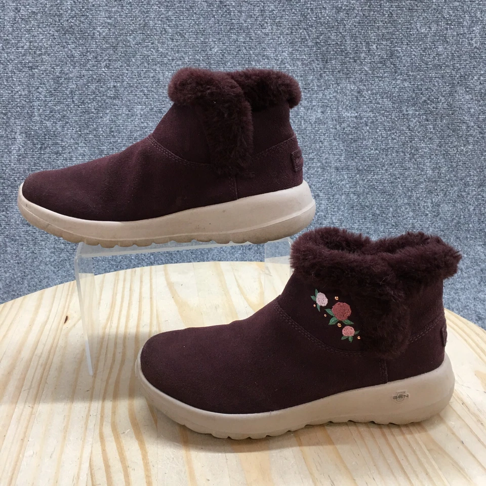Botas Skechers Mujer 5.5 On The Go Joy Invierno Borgoña Cuero Floral 16607 Foto 2 de 4