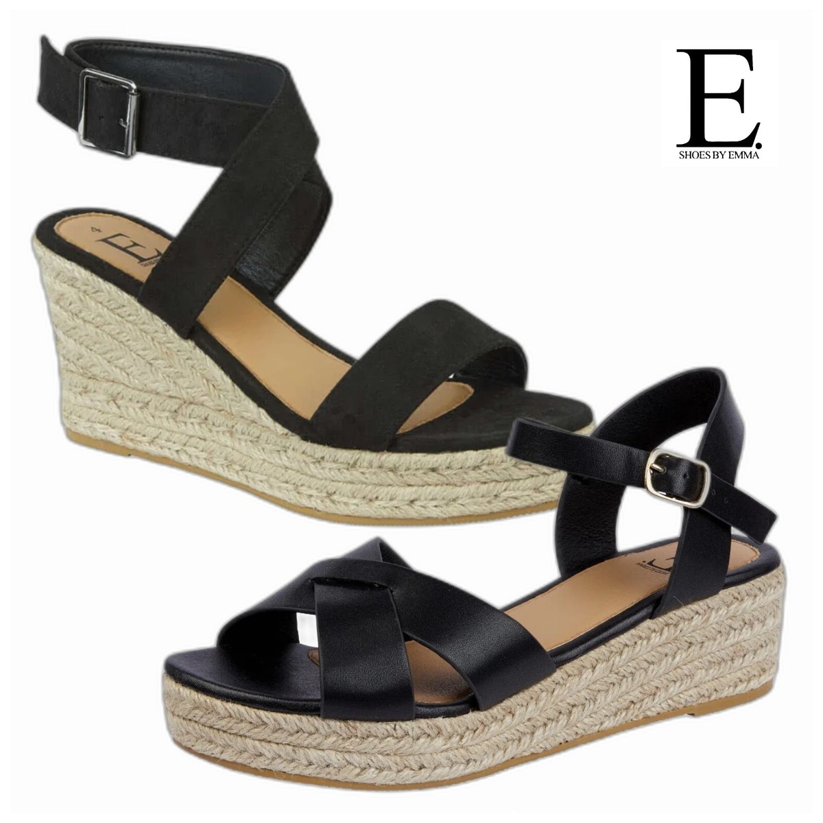 Emma Ladies Wedge Shoes Size Shoes By Emma Women's Black Comfort