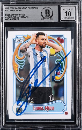 2023 Topps Argentina Fileteado Lionel Messi #20 Beckett BAS Auto 10