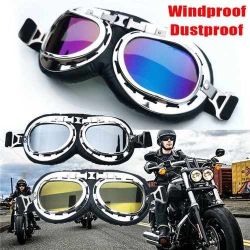 Retro Motorcycle Windproof Goggles Vintage Motorbike Glasses Bike Sports Eyewear - Picture 2 of 22
