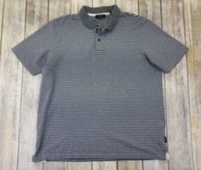 Ted Baker Polo Shirt Mens Size 5 Gray White Striped Short Sleeves Preppy XL