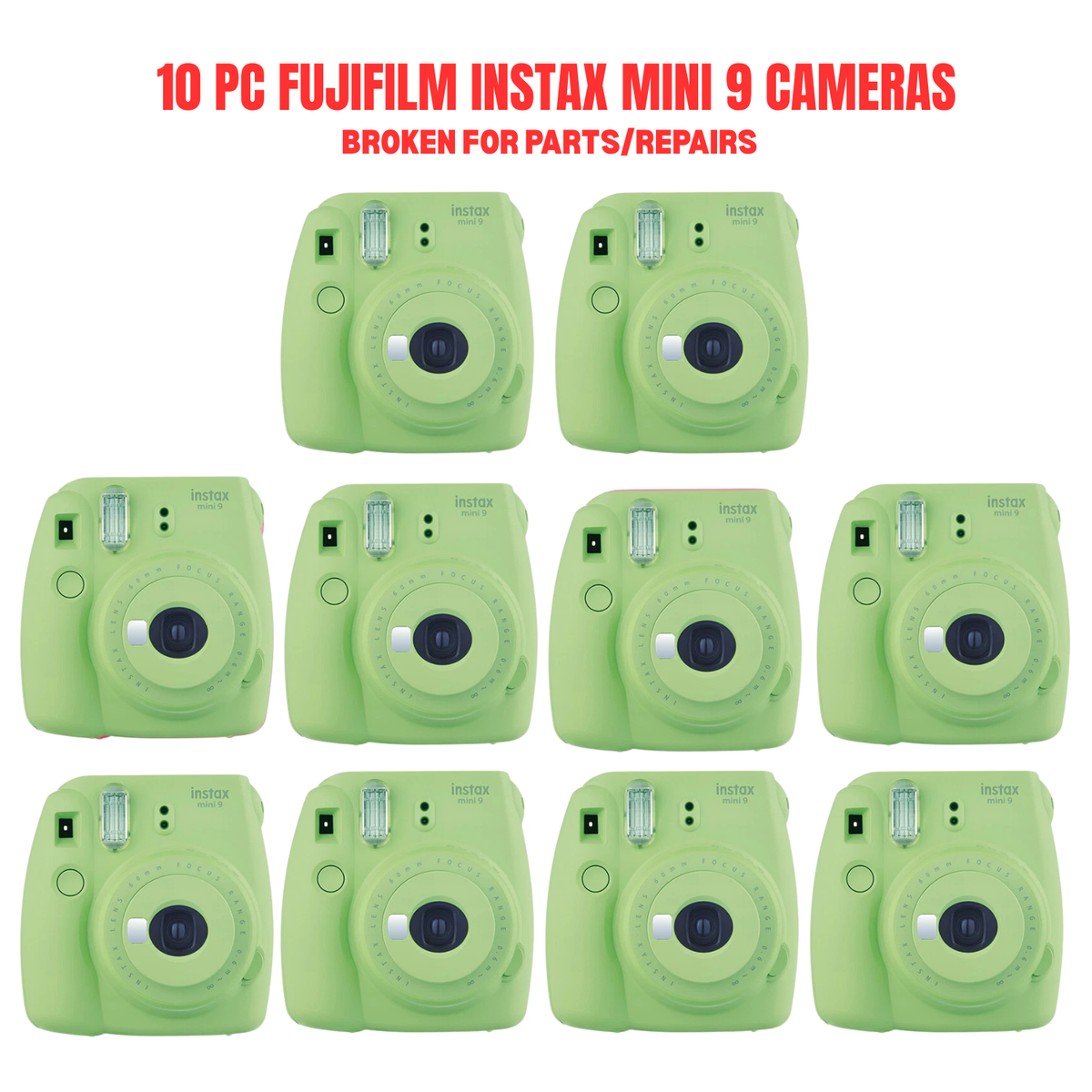 10 PC FUJIFILM Instax Mini Camera Lime Green- FOR PARTS/ REPAIR