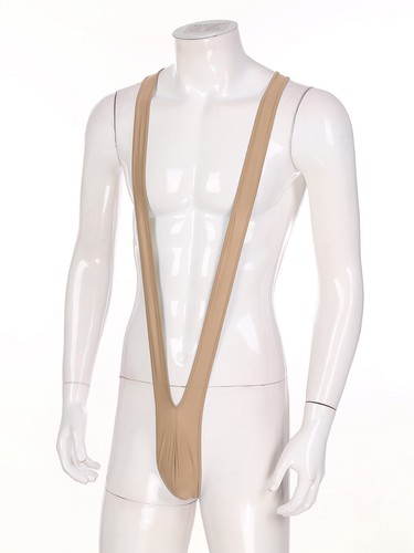 FEESHOW AU Mens Glossy Sexy Mankini Swimwear One-piece Jockstrap Thong Singlet - Picture 91 of 107