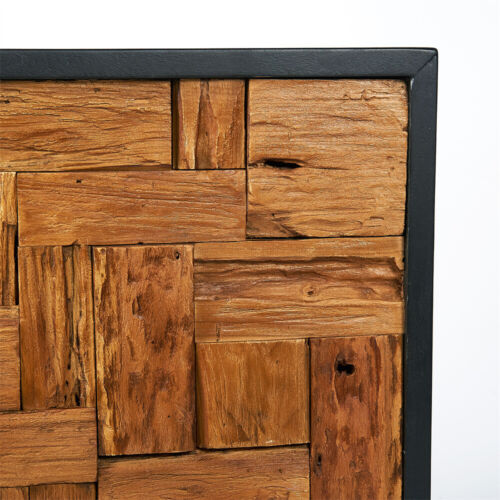 Arte de pared de collage de listones de granja de 17""x17"" decoración rústica de madera de teca hecha a mano - Imagen 4 de 33