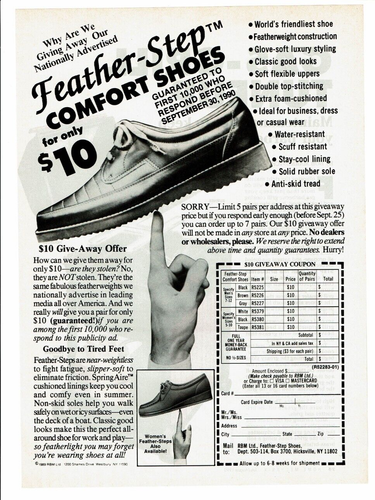 1990 Vintage Print Ad Feather-Step Comfort Shoes for only $10 Tired Feet RBM - Picture 2 of 2