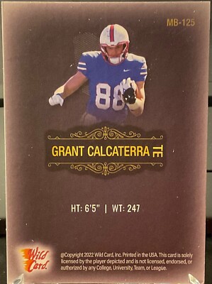 2022 Wild Card Matte Black Football #MB-125 Grant Calcaterra