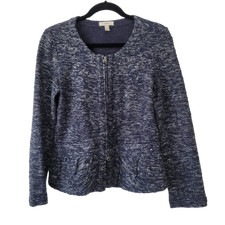 J. Crew Blue Tweed Full Zip Peplum Blazer Size Small