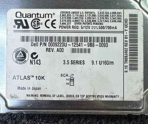 Dell 0009223U-12541-9B8-0093 9.1S TN09J462 10K RPM 4MB Ultra3 U160 SCSI HDD3.5" - Afbeelding 3 van 7