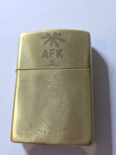 WWII German Afrikakorps Brass Lighter – AFK Palm Tree Erika Poem Delta