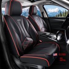 Leather Seat Cover, Car Seat Covers Front Set, FrontPair Black&RedLine