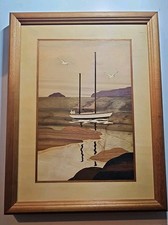 HUDSON RIVER INLAY PICTURE - MORNING CALM - WOOD MARQUETRY by NELSON 10X13