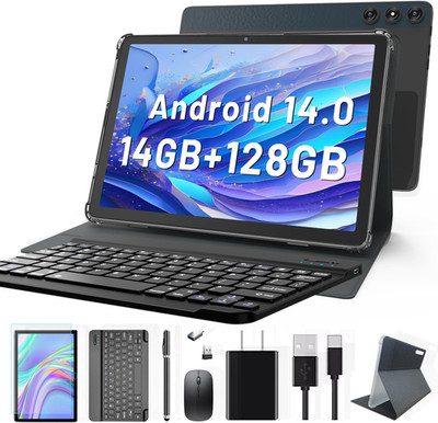 KADYBE Tablet 10 Zoll Mit Tastatur Stift Maus, 4G LTE Android 14 Tablet Mit SIM