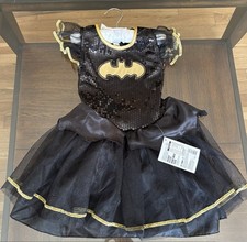 DC Comics Batgirl Batman Tutu Dress Black Gold w/ Sequins  Satin Child S 4-6