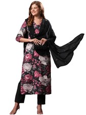 GoSriKi Women's Rayon Blend Straight Printed Kurta with Pant  Dupatta