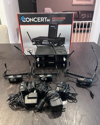 Samson Concert 99 UHF Wireless System 2x CR99 Receivers 3x AH9 Headsets