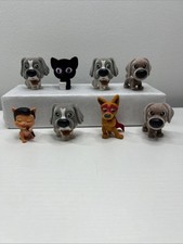 8 Puppy Pocket Flocked Animal Toy Lot Dogs Cats Mini Figures