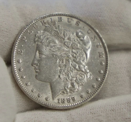 1889 US Morgan Silver Dollar $1 AU (Cleaned)