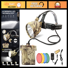 Camo Headlamp for Hunting, Rechargeable Waterproof Light, 6 Modes, 4 LEDs - Nigh