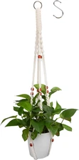 Hanging Planter for Indoor Plants,Macrame Plant Hanger with Colored Wood
