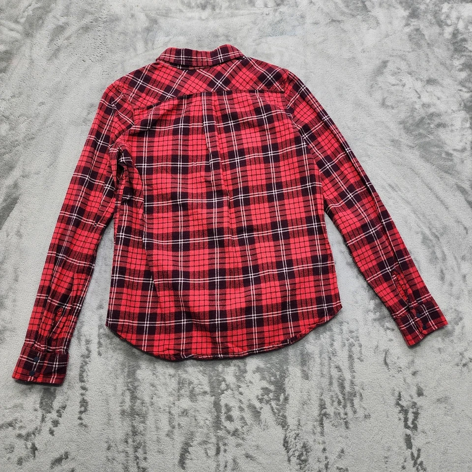Roxy Top Womens M Red Black Plaid Cotton Flannel Long Sleeve Button Up Shirt - Image 2 of 4