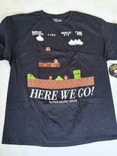 Super Mario Bros. Here We Go Graphic Black Mens epic video game shirt