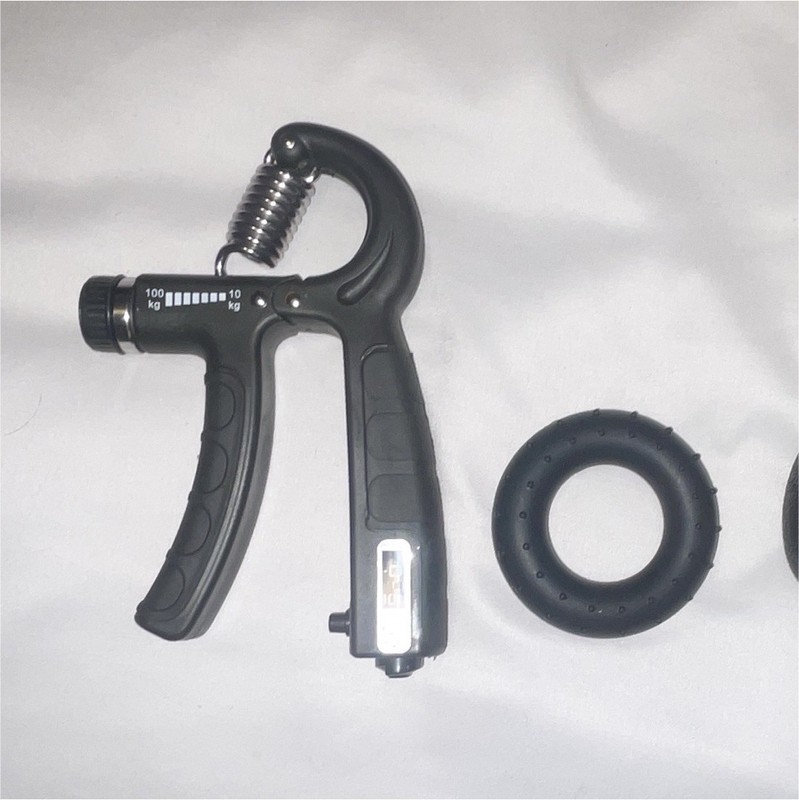 Adjustable Hand Grip Strengthener Gripper w/ Counter, Ring & Stress Ball 3pc