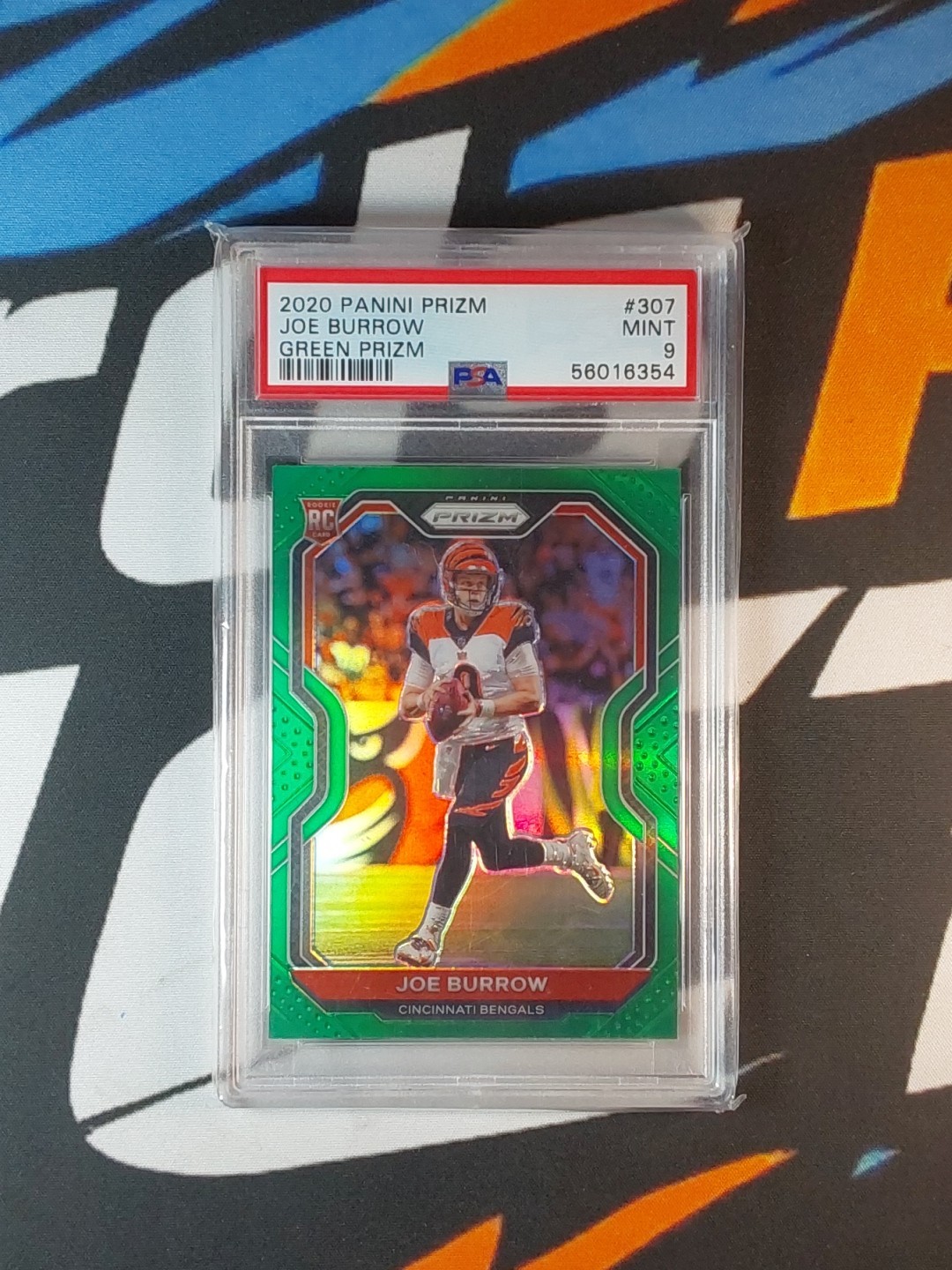 2020 Panini Prizm Prizms Green #307 Joe Burrow ROOKIE RC BENGALS PSA 9 Mint