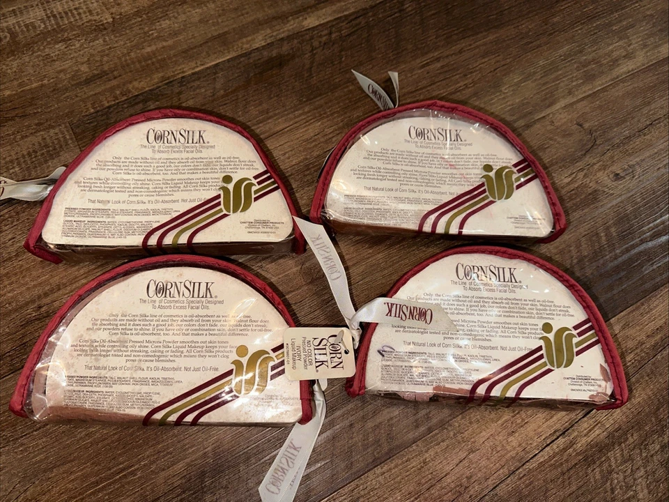 4 VINTAGE NEW CORN SILK OIL ABSORBENT PRESSED POWDER  NO COLOR RARE  & LIQUID - Image 4 of 4
