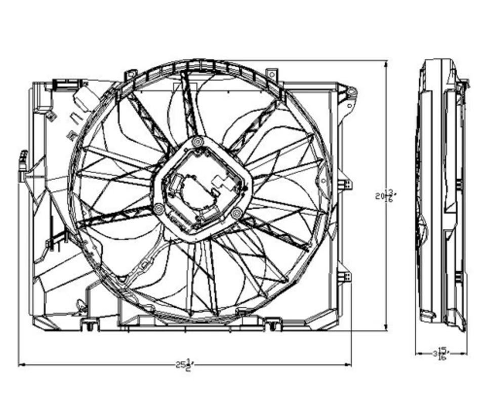 Conjunto de ventilador de refrigeración condensador radiador para 06-11 BMW Serie 3 Sedán N52 ENG Foto 4 de 4