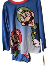 Super Mario Kid's 2 Piece Pajama Set Size 4/5 NEW Luigi Yoshi