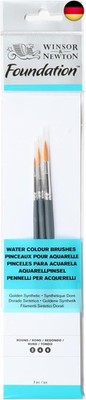 Winsor & Newton 5295010 Pinsel Set, 3 Pinsel, kurzer Stiel Rundpinsel Nr.