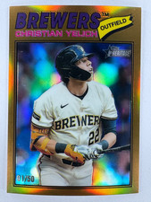 CHRISTIAN YELICH 2026 Topps Heritage #332 GOLD REFRACTOR 1/50 Milwaukee Brewers