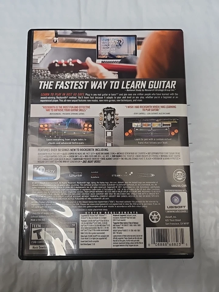 Rocksmith 2014 Edition PC Windows/Mac 2013 Two-Discs No Cable w/ Code - Image 2 of 4