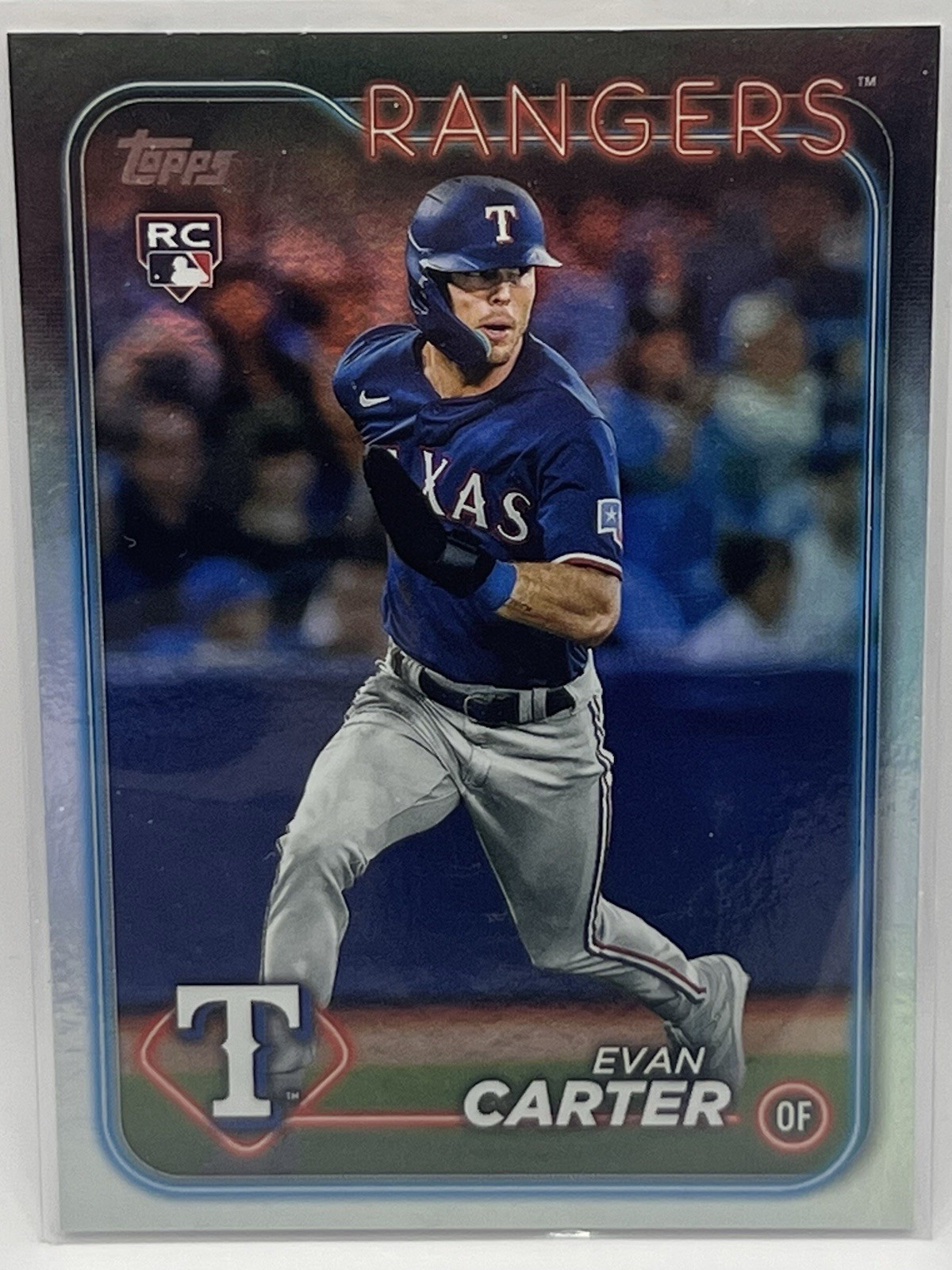 2024 Topps Series 1 | #280 Evan Carter RC Rookie Rainbow Foil SP Texas Rangers
