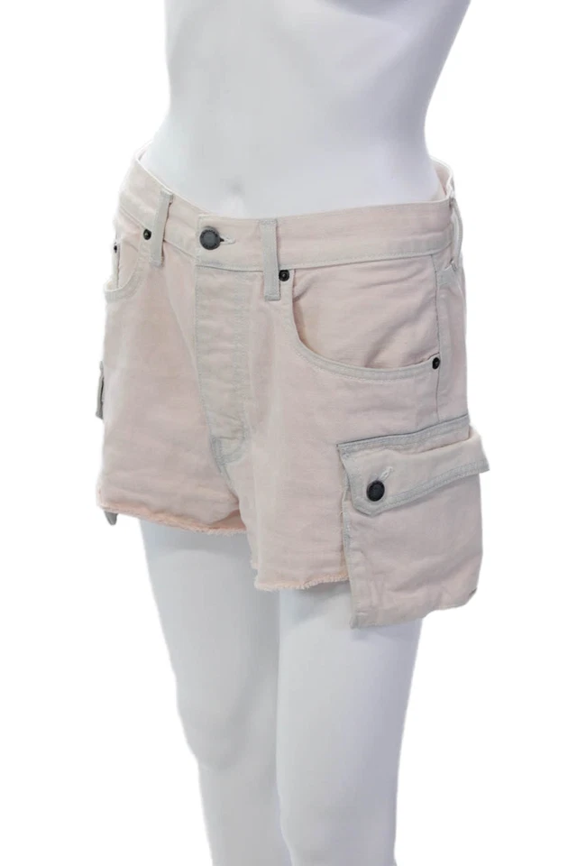 Pantalones Cortos Carmar Mujer Denim Dobladillo Crudo Abotonados Rosa Gris Algodón Talla 28 Foto 2 de 4