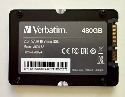480GB SSD Verbatim SATA III TLC 2,5'' Notebook Festplatte