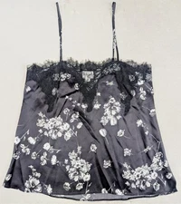 Cami NYC Camisole Womens Small Black White Floral Silk Lace Trim Tank Top