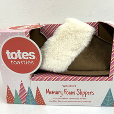 Totes Toasties Memory Foam Cradles Slippers Womens Brown LARGE 8-9 New In Box