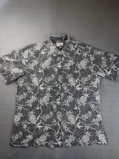 REYN SPOONER Mens XXL Pineapple Floral All Over Hawaiian Aloha Gray Button Down