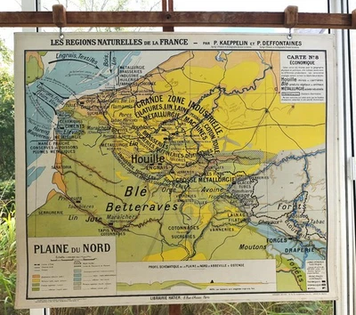 ancien carte scolaire géographie Deffontaines Hatier 8 France plaine du nord - Photo 1/2