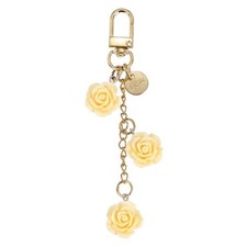 Flower Charm Keychain, Beige Rose Pendant Keychains