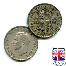 A BRITISH 1948 GEORGE VI HALF CROWN coin, 78 Years Old!
