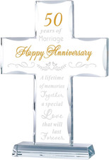 50Th Wedding Anniversary Religious Cross Gifts for Women Men, 50 Year Anniversar
