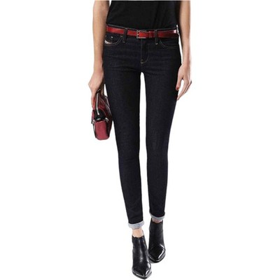 DIESEL SKINZEE 0813C Damen Denim Jeans Super Slim Skinny Zip Fly Dunkelblau