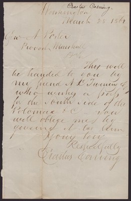 ERASTUS CORNING - AUTOGRAPH LETTER SIGNED 03/28/1862