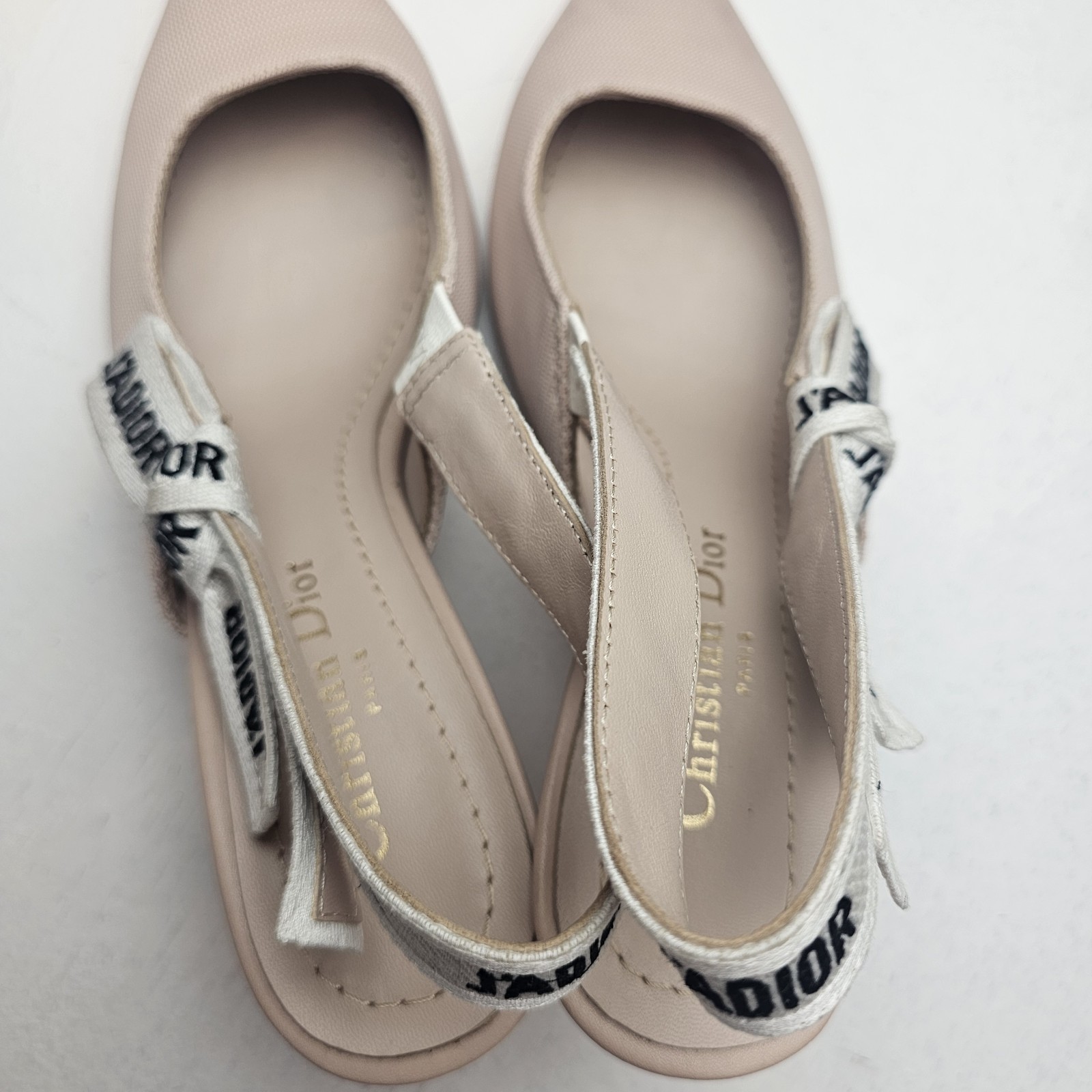 Christian Dior J'Adior Nude Pointed Toe Slingback Kitten Heel Pump Women's EU 38 image 6