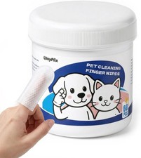 Vet-Recommended Dog Cat Finger Wipes, Coconut Scent 60 Count, Gentle Dental