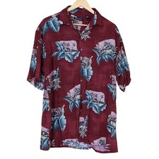 Pierre Cardin Hawaiian Shirt Men's L Button-up Short Sleeve
